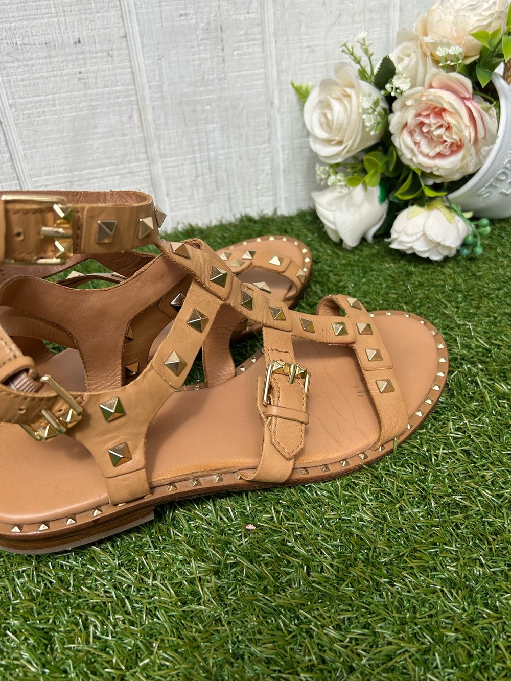 ASH womens Pacific Flat Sandal tan size 40 US 10 gently used - Picture 9 of 16